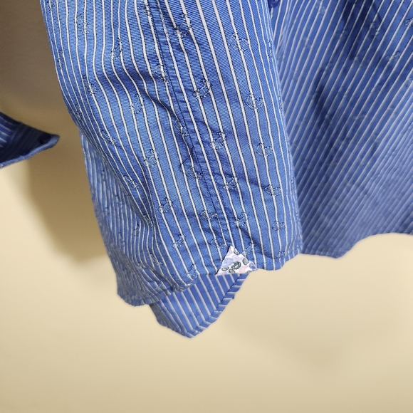 Robert graham blue striped paisley long sleeve cuff shirt sz s (42)16.5 - Picture 14 of 15